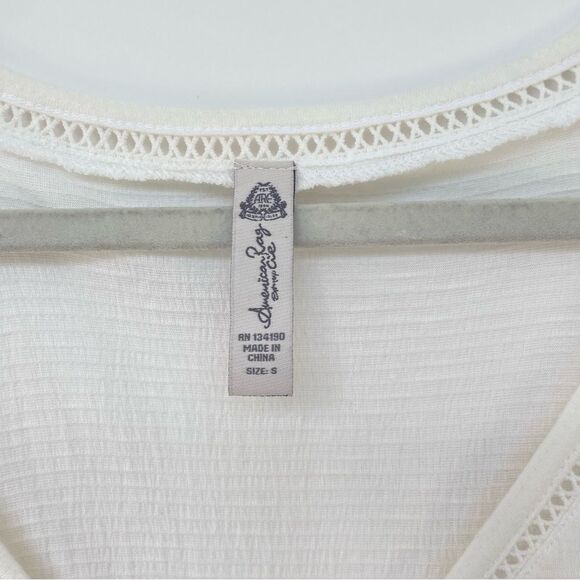 American Rag Bell-Sleeve Crochet-Trim Peasant Cream Women's S Minimalist - Picture 8 of 11